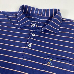 B DRADDY Polo Shirt Mens Large Blue Stripe Pima Cotton Spandex Short Sleeve